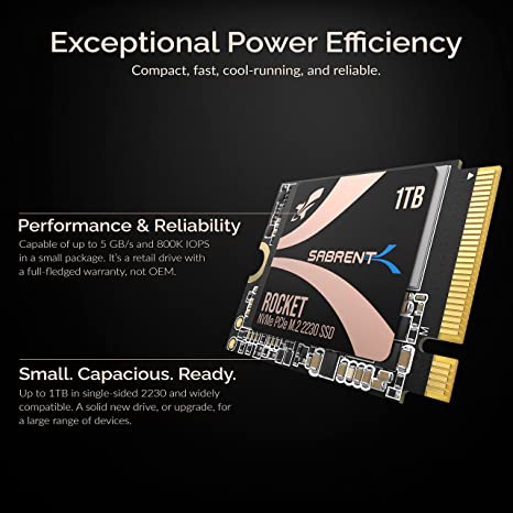 SABRENT Rocket 2230 NVMe 4.0 1TB SSD